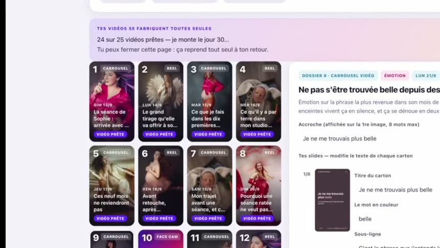 Grille des trente dossiers de contenu marqués vidéo prête